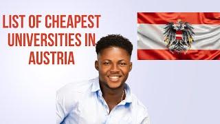 LIST OF CHEAPEST UNIVERSITIES IN AUSTRIA FOR INTERNATIONAL STUDENTS