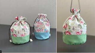 How to make a round bottom Drawstring Bags | DIY String Pouch Tutorial | Handmade Gift Idea