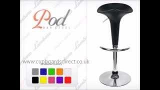 Pod Bar Stools made tough plastic and available in a wide choice of colours