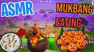 ASMR Gaming  Fortnite Mukbang Halloween Cookies Relaxing Eating and Spectating  Whispering 