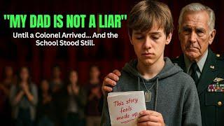They Said the Boy Lied About His Dad — Until a Colonel Entered the School and Took the Stage