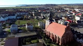 Wolin kolegiata /Wyspa Wolin Stadt Wollin, Die Nikolaikirchenturm/ Z lotu ptaka