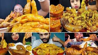 eating show mutton Chusta Curry mutton fat curry with rice Eating videos