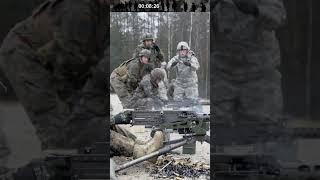 German soldier firing an M2 machine gun for the first time