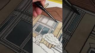 Watercolour Windows - Shading and painting house portrait illustration #artist #architecture