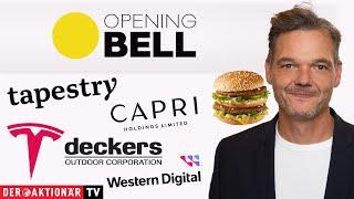 Opening Bell: Tesla, Apple, McDonald's, Western Digital, Deckers Outdoor, Capri Holdings, Tapestry