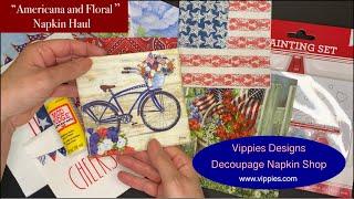 USA Napkins ~ NEWEST / Decoupage - Mod Podge - Napkin Art / BONUS Project / www.vippies.com 