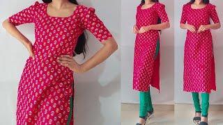 Casual wear Kurti Cutting & Stitching Very Easily | Kurti/Suit cutting stitching for beginners