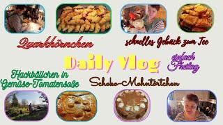 Daily Vlog / Quarkhörnchen / Mohn-Schokotörtchen / Hackbällchen in Tomatensoße / Freitag /Mamaalltag