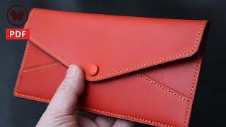 Make a leather Envelope Wallet (Free PDF Pattern) / 가죽 용돈봉투 지갑 만들어 보자 / DIY / 가죽공예