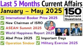 Last 5 Months Current Affairs 2025 | January 2025 to May 2025 | Current Affairs for RRB NTPC 2025