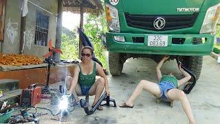 Repair Auto: Genius girl fixing a rusted/cracked truck frame | Girl Mechanical