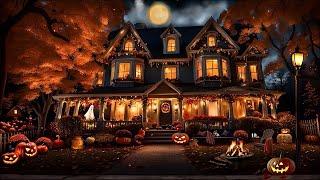 AUTUMN COZY FESTIVE HOME-HALLOWEEN PUMPKINS-FALLING LEAVES-CRACKLING FIRE-NIGHT NATURE & FIRE SOUNDS