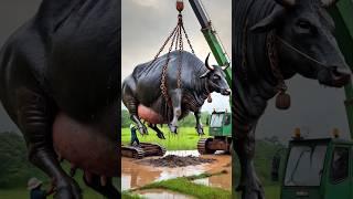 A black cow fell into huge well rescued by farmers #humanity #animals #cow #cowlover #help #rescue