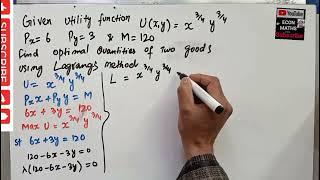 Utility Maximization using Lagrange Method. utility optimization #lagrange #utility