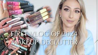 First vlog of the year | Massive makeup declutter - Lipsticks & lip products