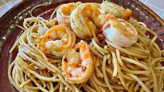 Spaghetti Prawn Aglio Olio Pasta recipe 鲜虾意大利面