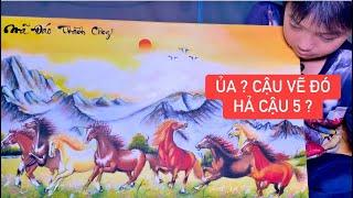 NGỌC BẾP CỦI tiếp tục nằm vẽ xong bức tranh Mã Đáo Thành Công