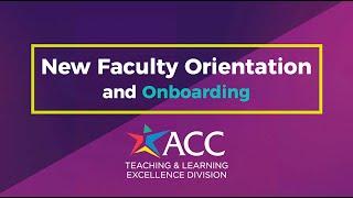 Faculty Orientation and Onboarding 2020