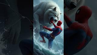 Spiderman with Dangerous wolf fight #spiderman #shorts #wolf