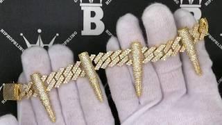 Gold Bullet Cuban Link Iced Out Hip Hop Bracelet | Bling Bling Jewelry | MBB304G