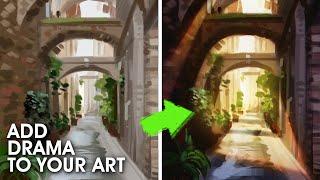 Make Any Painting Look Dramatic | How To Paint Cinematic Lighting | Photoshop Digital Art Tutorial