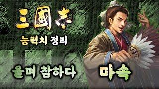 삼국지 읍참마속의 그인물, 제갈량의 1차 북벌을 망친 가정전투의 패장 마속, 삼국지 1~14 능력치를 탐구해본다