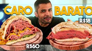 CARO X BARATO - SANDUÍCHE DE MORTADELA DE R$60 VS R$18 - QUAL É MELHOR?