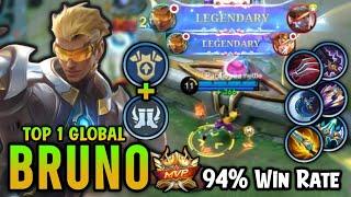 Bruno Best Build Gold Lane!! 94% Win Rate [ Bruno Top 1 Global Build 2025 ] - Mobile Legends