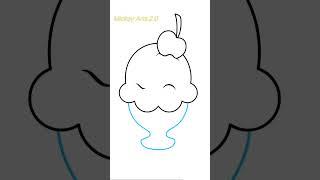 Step by Step - How to draw a cute Cup Icecream | Easy Drawing For Beginners #draw #short #mickeyarts