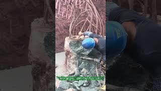 Worker Drills Concrete Pile Head | Construction Skills