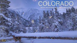 Colorado Rocky Mountains - Snow Falling with Relaxing Music