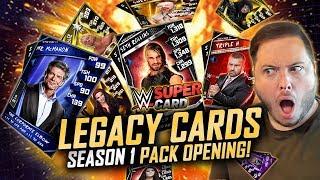 INSANE 50K CREDITS LEGACY PACK OPENING!! CRAZY SEASON 1 CARDS! | WWE SuperCard S6