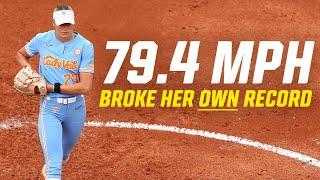 Karlyn Pickens strikes out 11, breaks own record for fastest softball pitch ever thrown