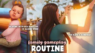 My large Sims family gameplay routine with 2 kids, a toddler & an infant!