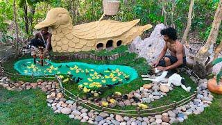 Building Mud Duck House For Baby Abandoned Duck With Pond At The Forest