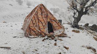 A nomadic widow with her children who might die in the extreme cold of the snow