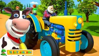 Learn Farm Animals with Wheels on the Tractor + More Vehicle Rhymes & Songs for Kids