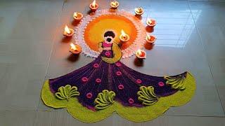 beautiful and attractive diwali Dhanteras girl Rangoli | Diwali 2024 rangoli | दिवाली रंगोली #936