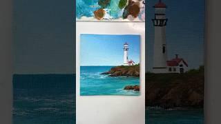 Lighthouse painting/acrylic painting for beginners/seascape painting