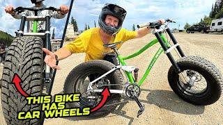 THIS CRAZY DOWNHILL BIKE HAS MASSIVE CAR WHEELS - HOW WILL IT RIDE?