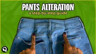How To Make The Waist Of Your JEANS PANTS Fit You Tighter (Easy Sewing Tutorial)  | @sewquaint