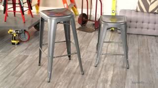 Gun Metal Square Front Metal Bar Stools - 2 Piece - Product Review Video