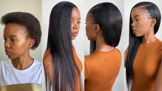 Detailed side part quick weave with leave out for beginners | Natural hair ideas