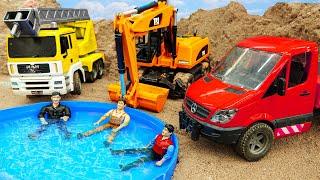 Concrete mixer truck, sand truck, excavator, crane truck, pool truck, Rescue Dinosaur