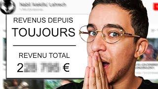 Voila le revenu total généré par ma chaîne YouTube!