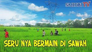 ASIK NYA BERMAIN DI SAWAH DAN BERMAIN BOLA PLASTIK DI HALAMAN SEKOLAH SDN 3 CANGKUANG KEC BABAKAN