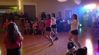 Liliana and Briana participating in Mariah's quinceanera dance.  5/04/15