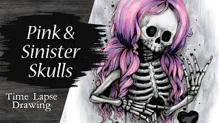 Sinister in Pink | Time Lapse Skull Drawing | Copic Markers Artwork