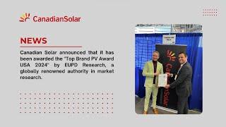 Canadian Solar Wins Top Brand PV Award in the United States